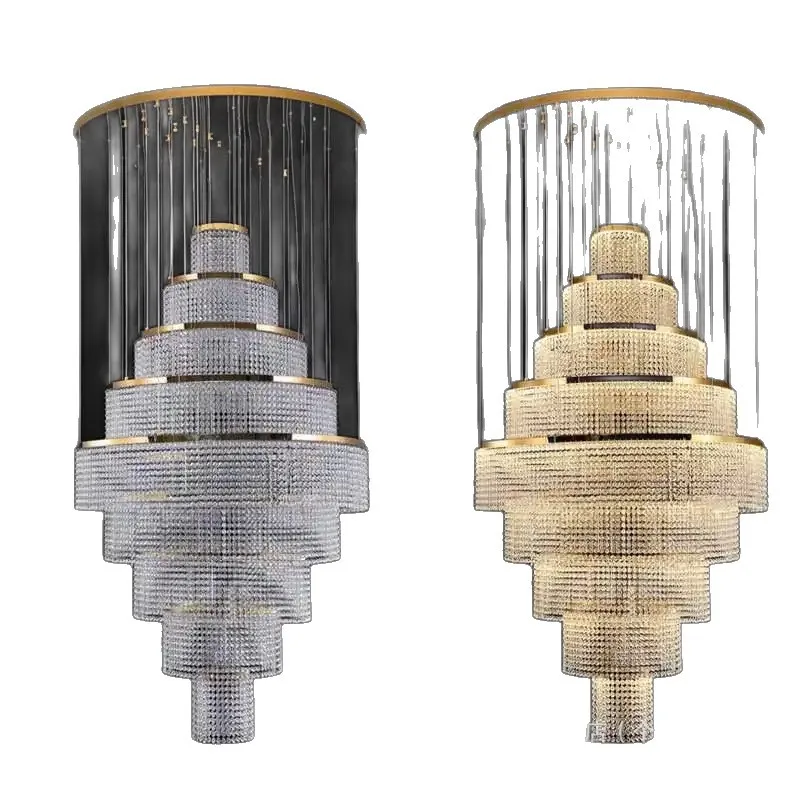 

Renovation of LED lighting hotel lobby stairs luxury design indoor ceiling chandelier
