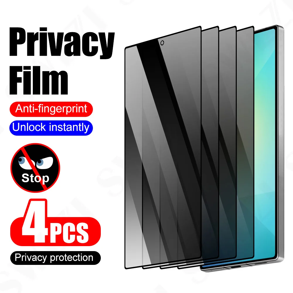 

4Pcs Tempered Glass for Samsung S25 Ultra Privacy Screen Protector S24 S23 Protective Film S22 S21 Glass Smartphone S20 Note 20