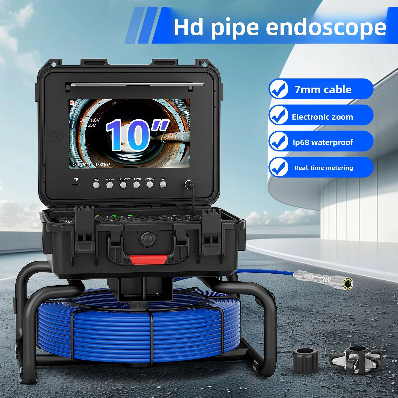 Pipe endoscope 10 inch pipe camera 23MM diameter waterproof camera municipal detection instrument