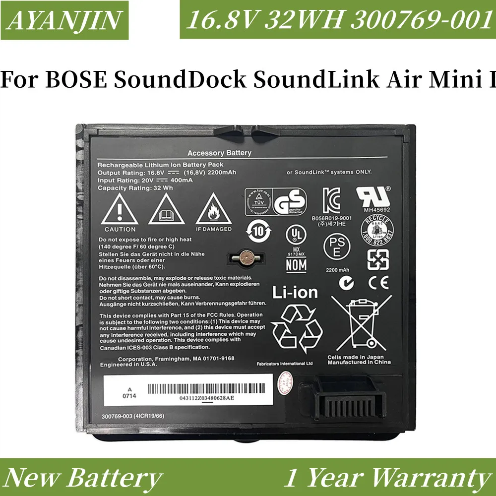 

Сменный аккумулятор 300769-003 300769-001, 16,8 в, 32 Втч/2200 мАч для BOSE SoundDock SoundLink Air Mini I Bluetooth