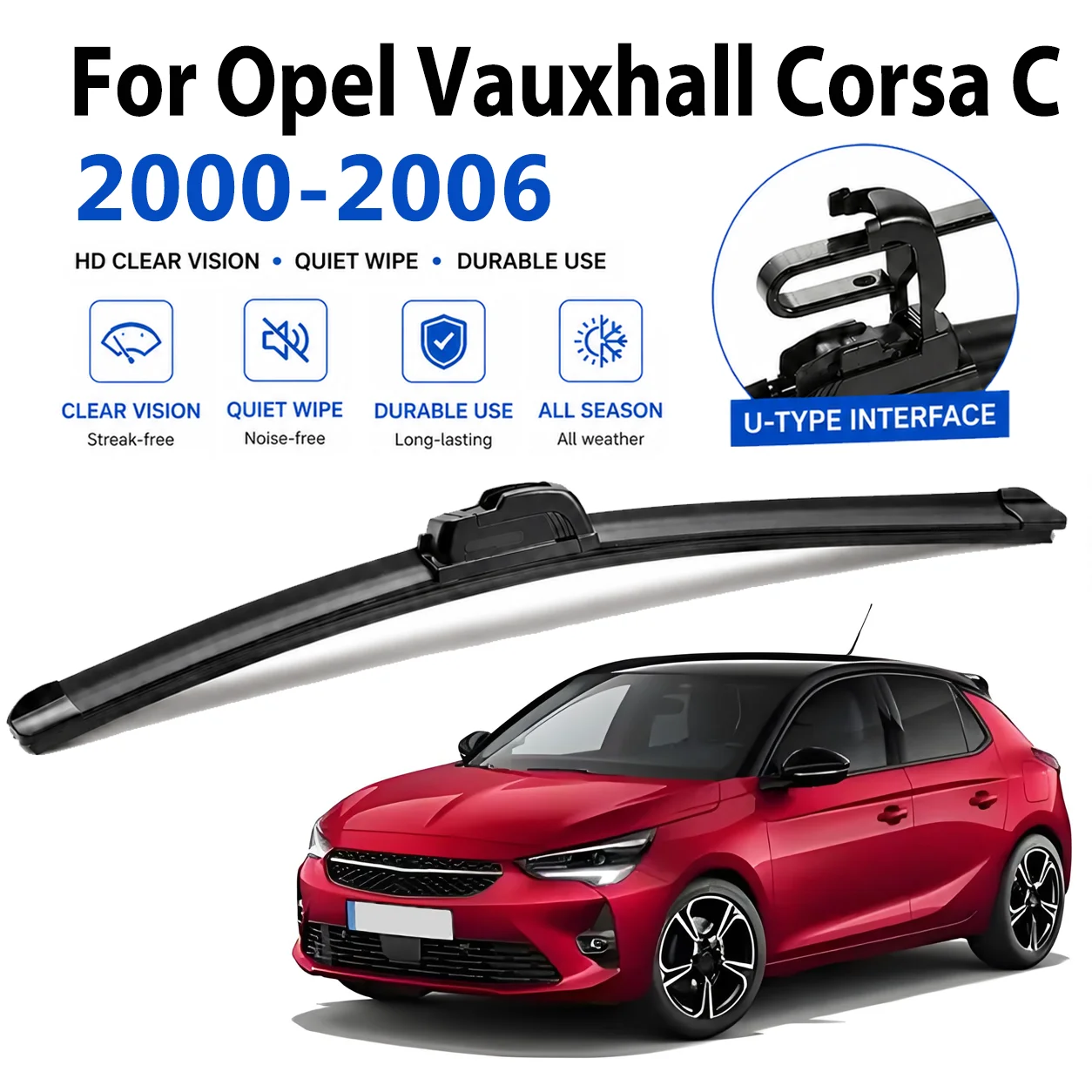 Standard Wiper Blades For Opel Vauxhall Corsa C 2000-2006 All Weather J Hook Long-lasting Quiet Smooth Rubber Windscreen Wipers