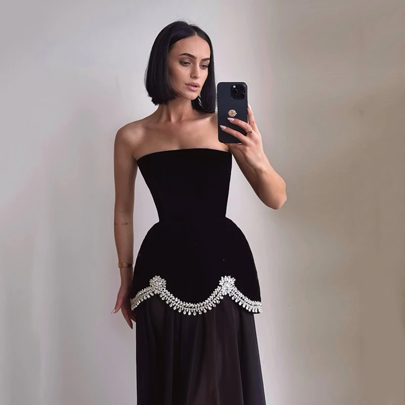 Eightree المملكة العربية السعودية فساتين لحضور الحفلات الموسيقية على شكل حرف a بدون حمالات طول الأرض مطرز بالخرز فستان سهرة للنساء فساتين حفلات ليلية مخصصة