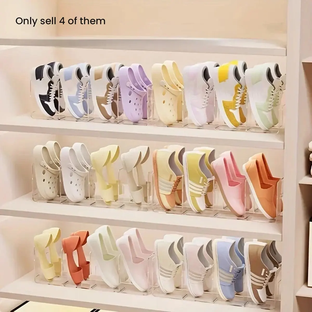 A08I Lot de 4 organiseurs de rangement verticaux pour chaussures, multi-niveaux, faciles à assembler, rangement compact pour l'entrée de la maison