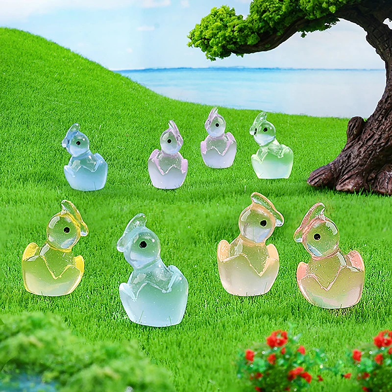 Luminous Cute Eggshell Dinosaur Ornament Pendant Micro Garden Landscape Resin DIY Car Ornaments Decorations Toys