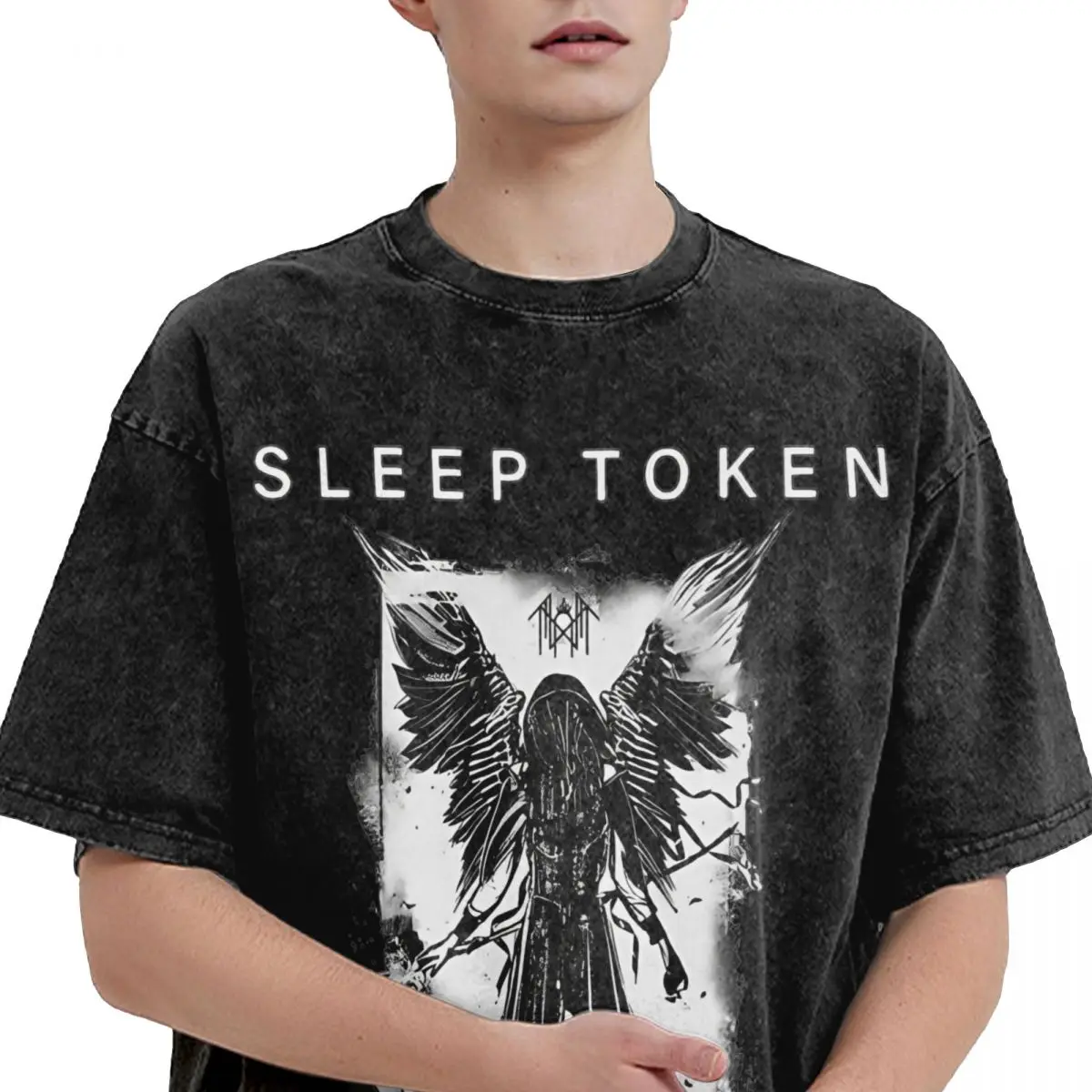 British Rock Heavy Metal Music T Shirt Washed Short Sleeve Oversize T-Shirt Sleep Toke Streetwear Graphic Printed Tee Shirt