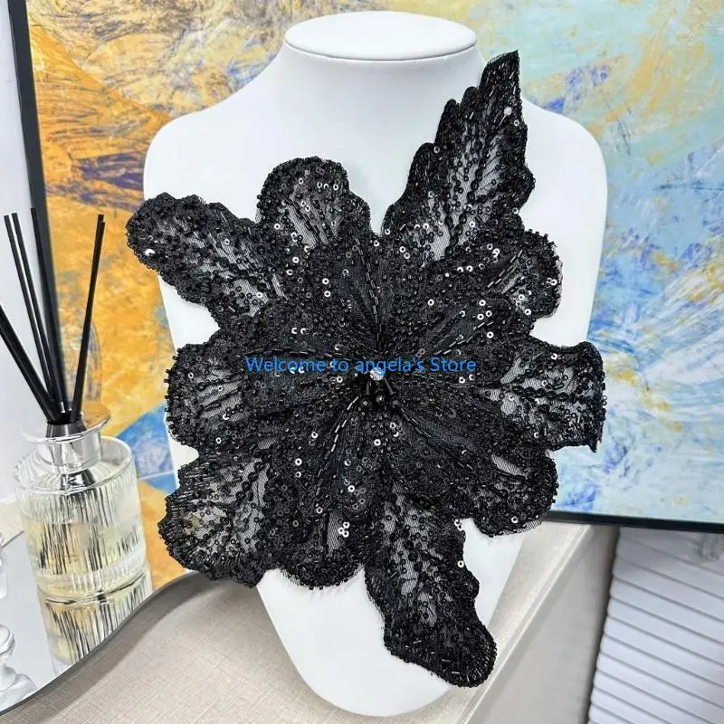 X4YC Đính hoa đính đá màu trơn Đồ thủ công tự làm cho quần jean Mũ Khăn quàng cổ