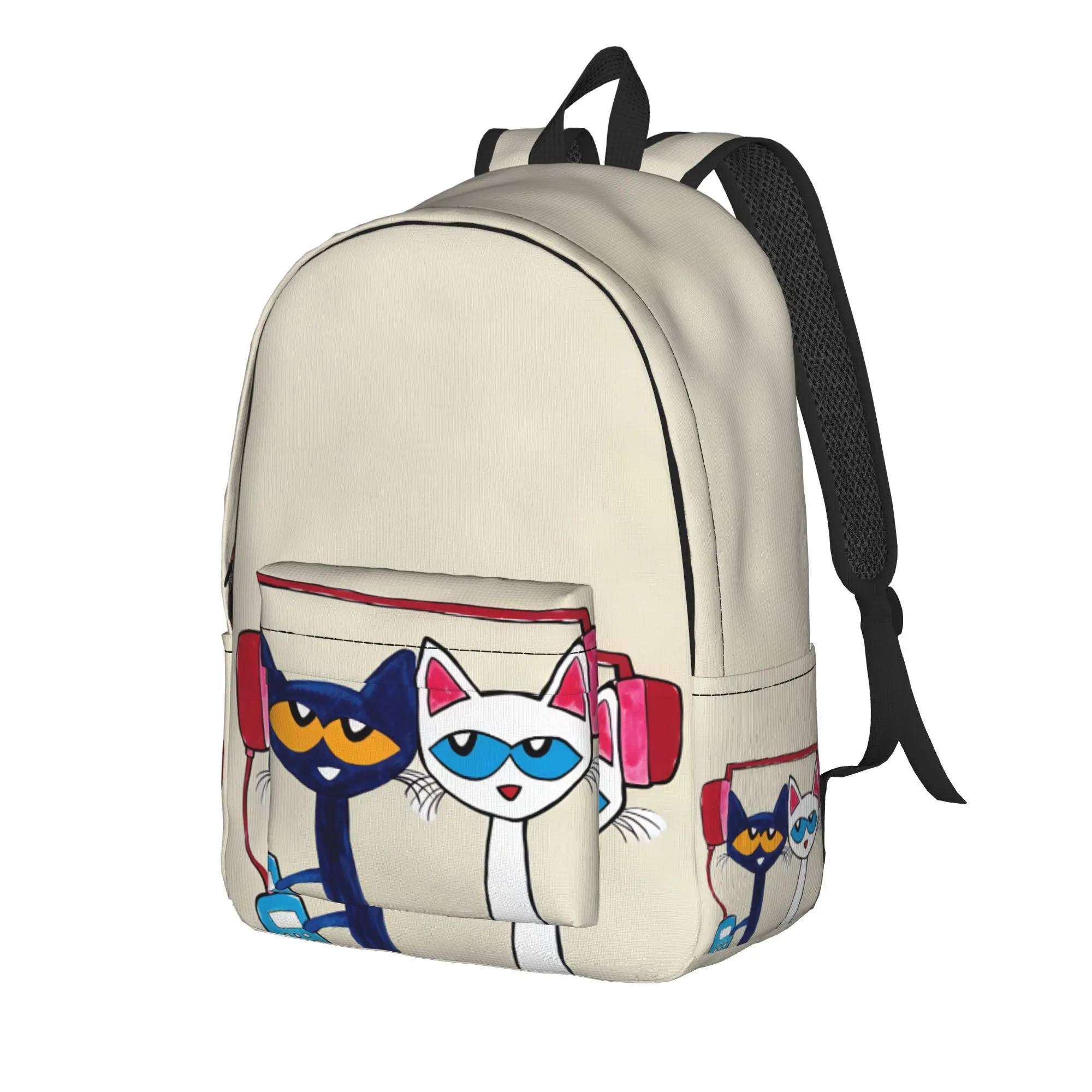 Pete The Cat Stars Comic Backpack  Girl Polyester Cycling Backpacks Large Fashion School Bags Rucksack
