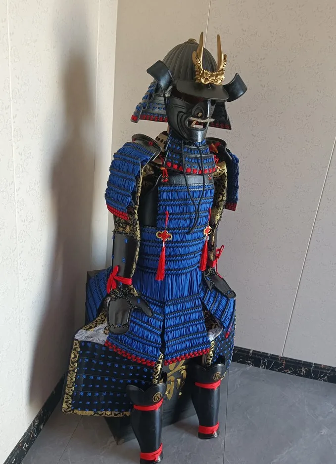 FRP material Japanese Samurai blue Armor Cosplay Movie Stage Performance Costs Handdragged Real Armor Japanese Armors