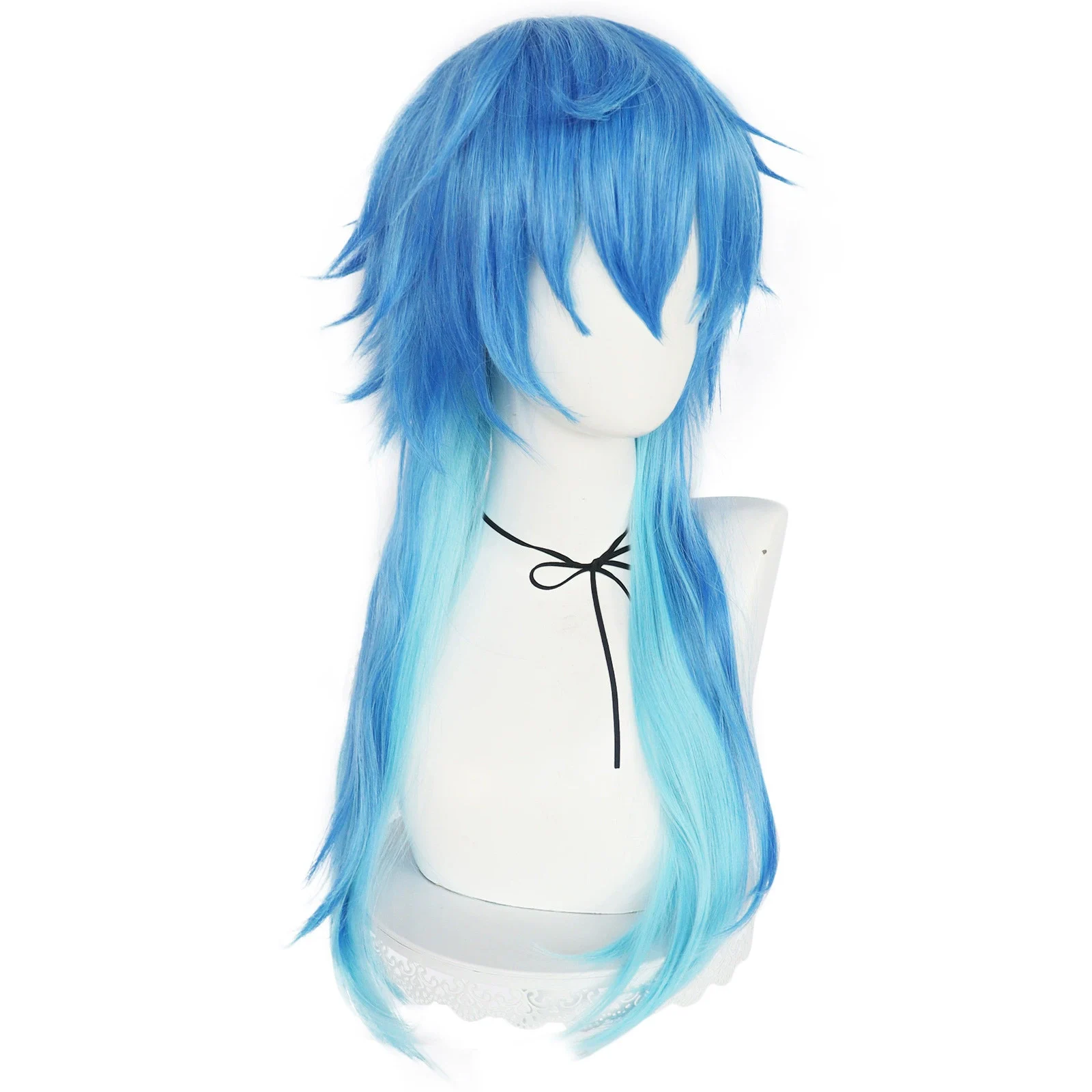 Dramatic Murder Hazel Fence Green Leaves Roleplay Wig Gradient Blue Heat-Resistant Synthetic Fiber Wig