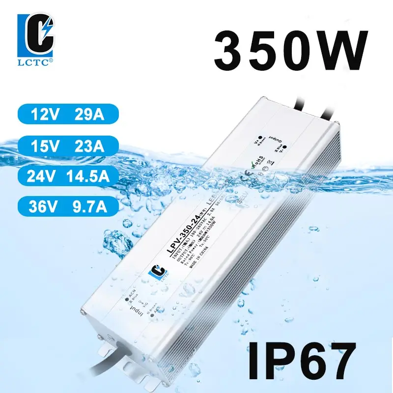 

LPV 350W Waterproof Switching Power Supply AC-DC 12V 15V 24V 36V Constant Voltage LED Driver Lighting Transformer