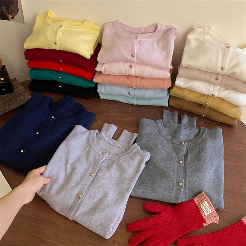 

Zjaiss Women's Tops 2025 Autumn Winter New Cardigan Retro Single Breasted Female Casual Solid Long Sleeve Knitted Sweater