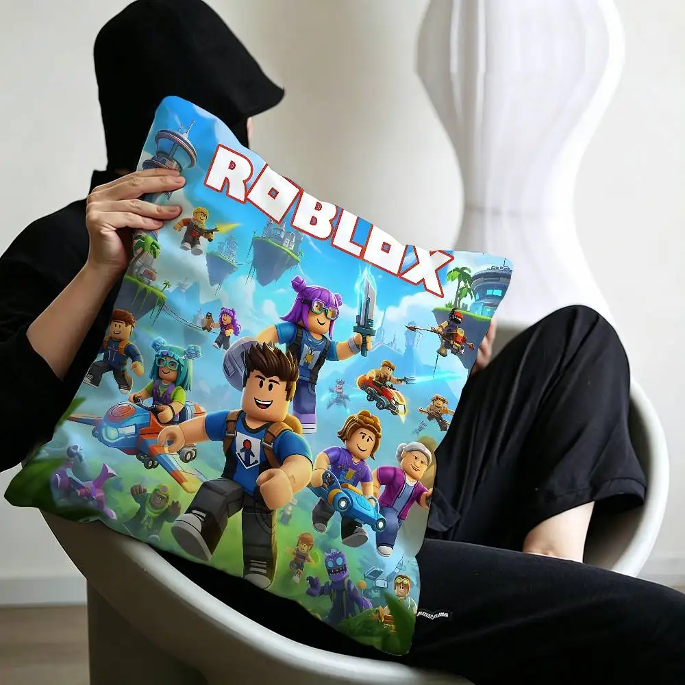 Hot Game R-Robloxs-X Coole Kissenbezüge, Cartoon-Sofa, dekorativ, für Zuhause, doppelseitiger Druck, kurzer Plüsch, niedlicher Kissenbezug – Detail 7