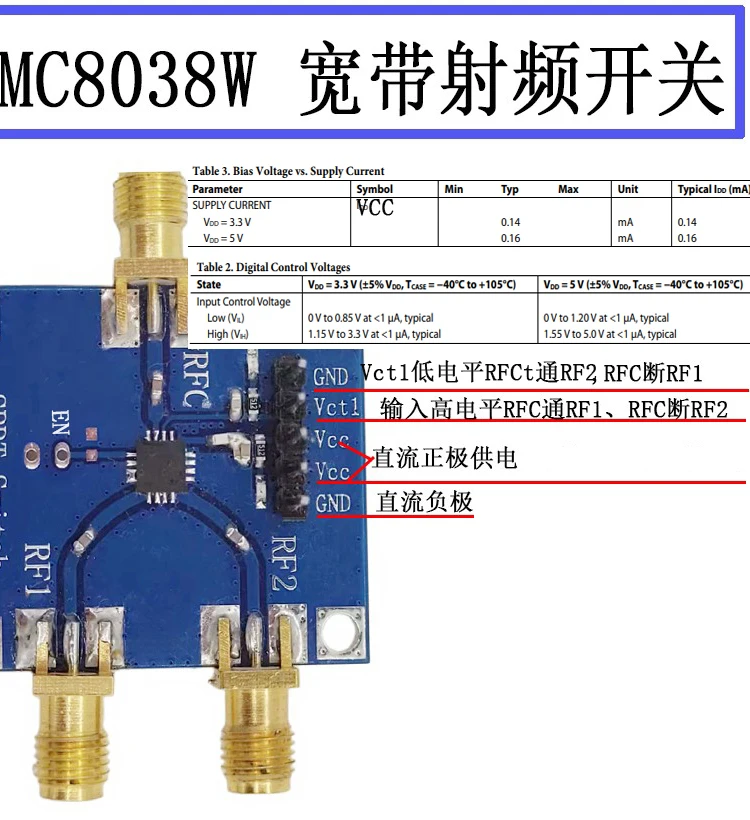 RF Switch Single Pole Double Throw RF Switch HMC8038W Microwave Switch