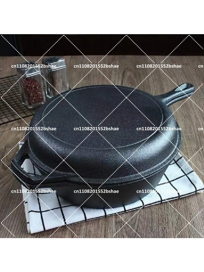 2-in-1 Pre-Seasoned Cast Iron Dutch Oven Pot 10