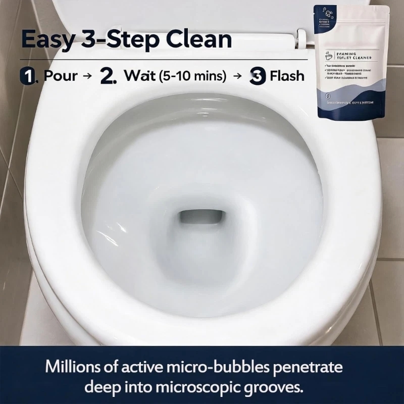 Single Bag Toilet Cleaner Powder, Water Activated Direct Pour Bowl Cleaner for Household Bathroom, Restroom, and Hotel Bathroom