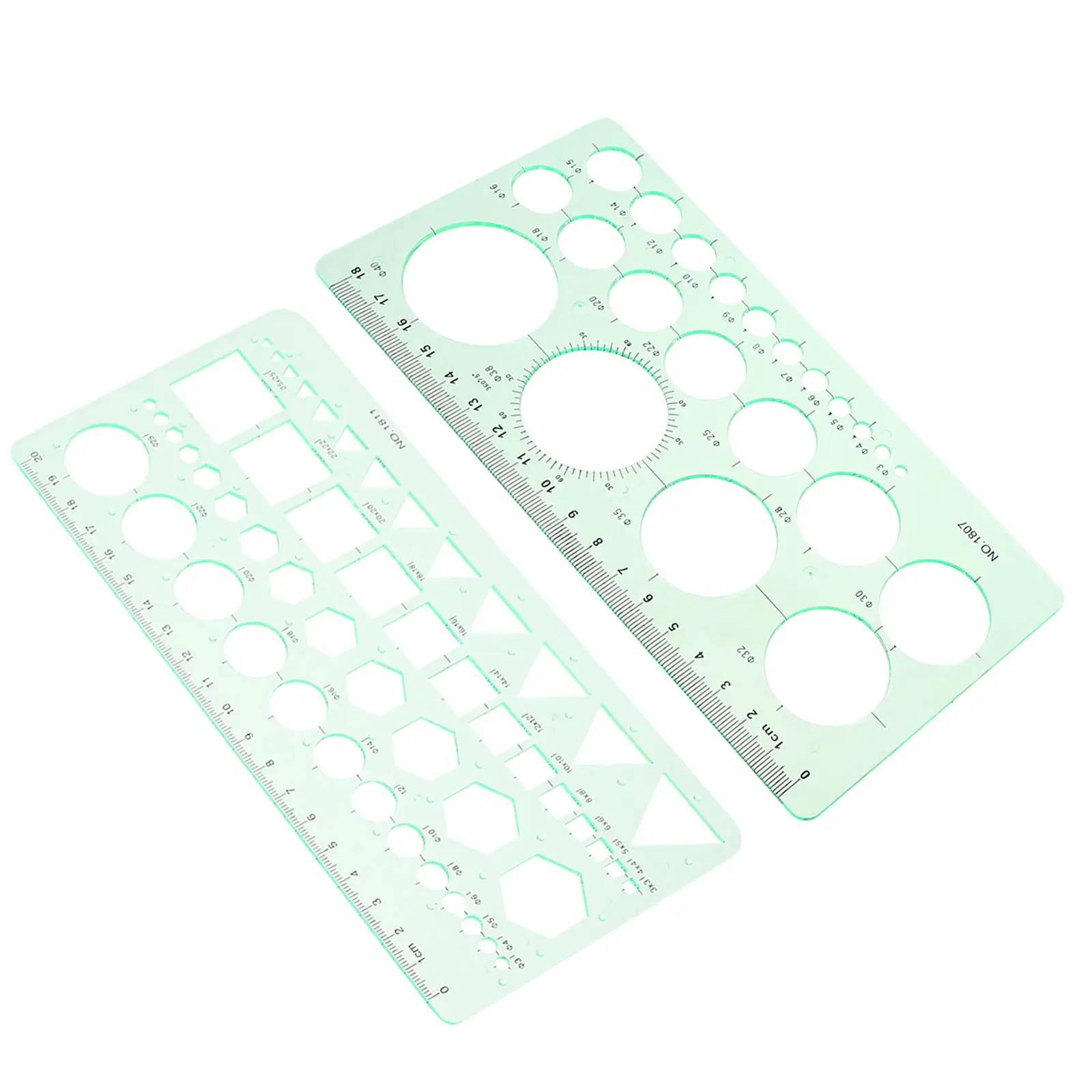 2Pcs Transparent Drawing Template Circle Stencil Multifunction Drafting Tools Plastic Geometric Ruler Supplies Clear