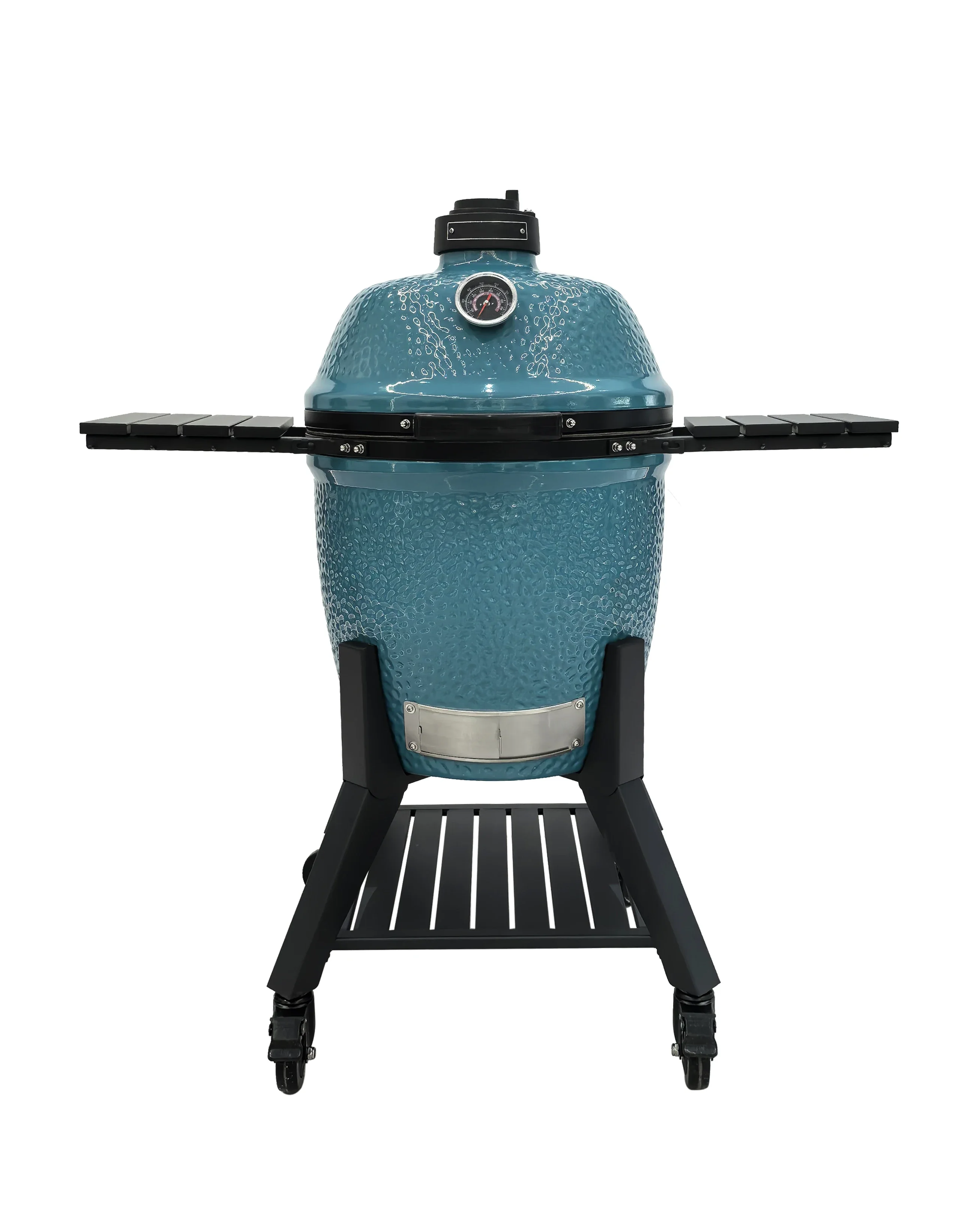 Modern Heavy-Duty 22-Inch Glossy Light Blue Ceramic Kitchen Charcoal Egg-Shaped BBQ Grill Large Size