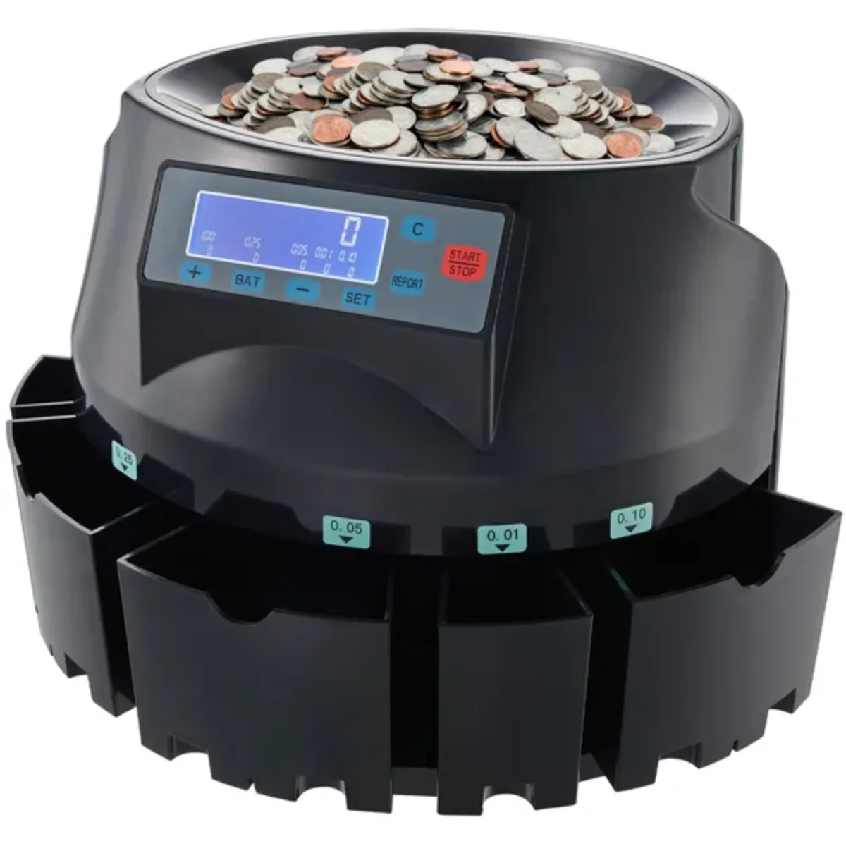 

VEVOR US Coin Sorter | Coin Counter with Wrapper & Roller | 300 Coins/Min | LCD Display