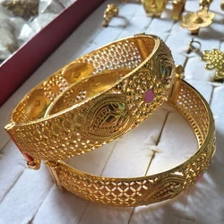 1pcs 24K Gold Color Bangles rabic Ethiopian Nigerian Banquet Wedding Bracelets Party Choker Copper Jewelry Gifts