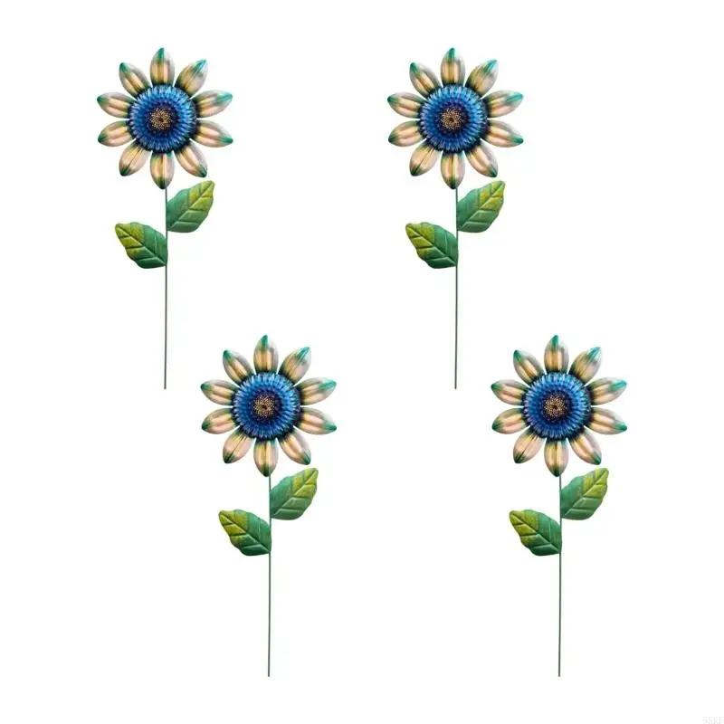 5.5 Inch Flower Width Metal Stakes Set of 4Pcs, Iron Yard Ornament for Garden Soil Placement, Lawn Lines and Yard Display 55KF