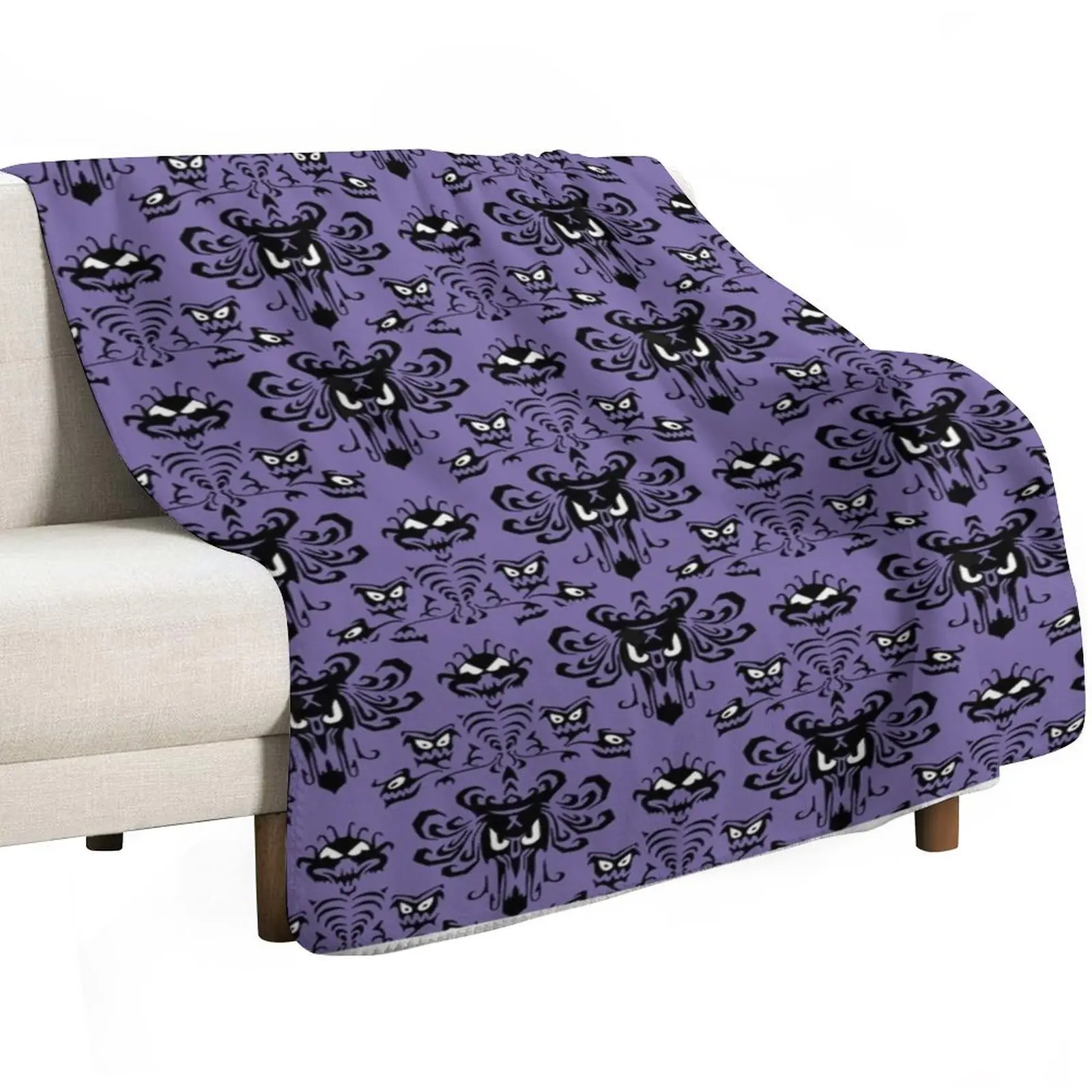 Purple Haunted Mansion Wallpaper Throw Blanket Stylish Warm Blanket for Living Room Bedroom