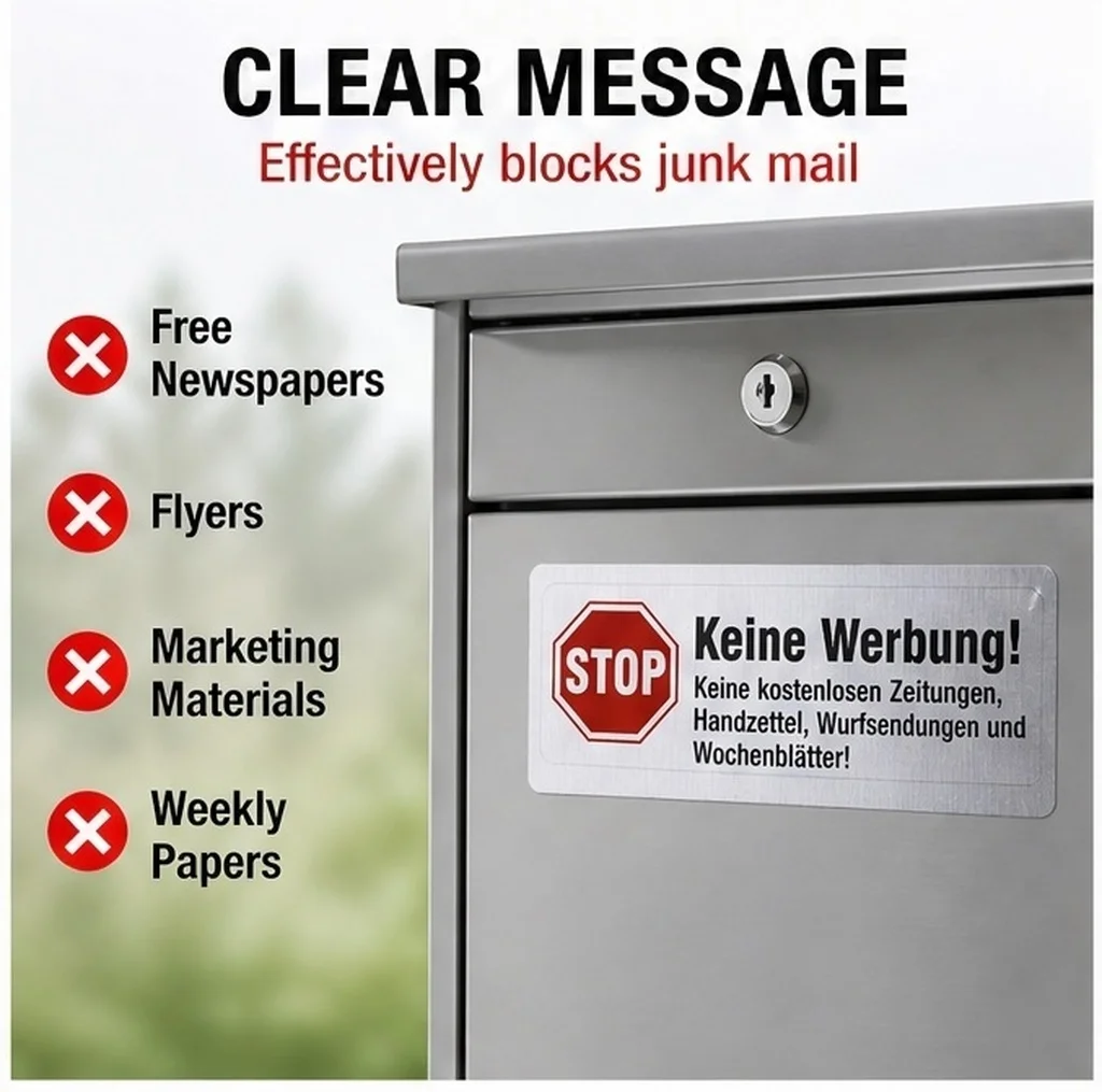 150Pcs Keine Werbung Mailbox Sticker Vinyl No Advertising Decal Self Adhesive Weather Resistant Stop Junk Mail German Language
