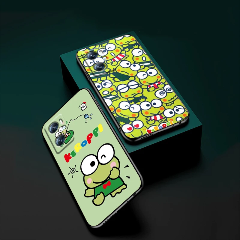 Big Eyed Frog Cute Cartoon For OPPO Find X6 X5 X3 A54S A5 A94 A16 A53S A57 A74 A72 A98 A78 A96 A9 5G Black TPU Phone Case