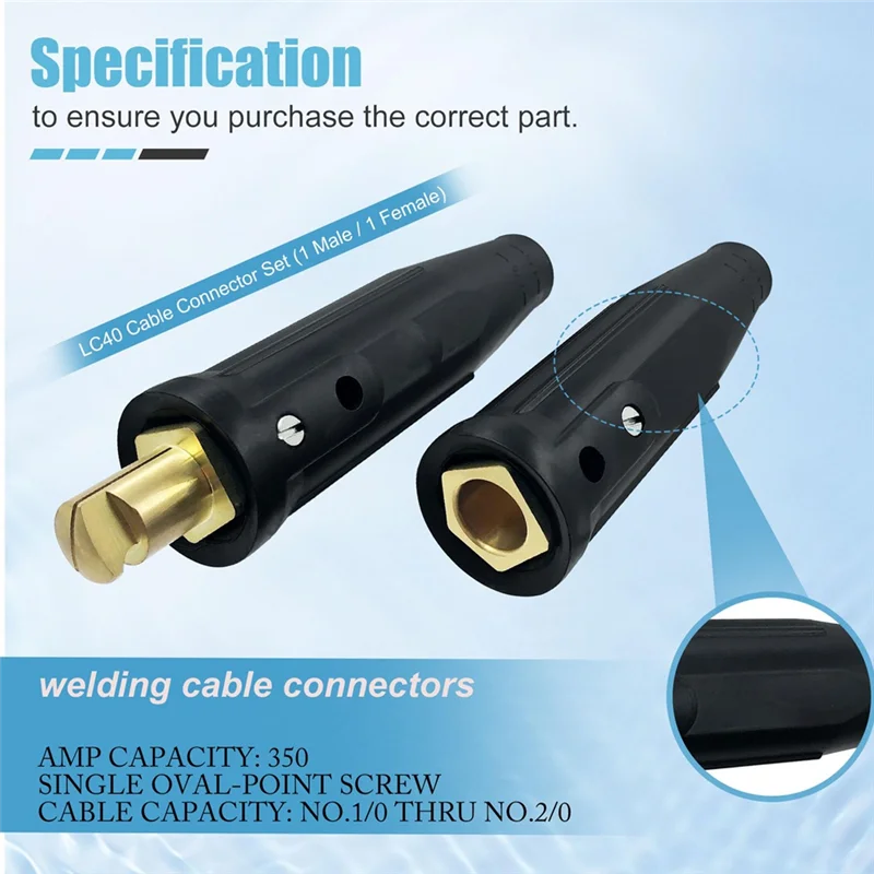 AB41-2 Pack LC-40 Welding Leads Quick Connector, Male & Female Welding Connectors For Welding Machine Accessories