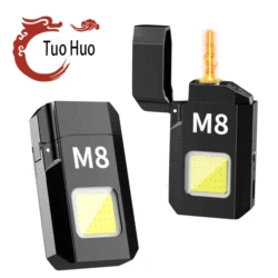 Cross border creative hot selling M8 electric wire lighter portable and rechargeable COB lighting flashlight