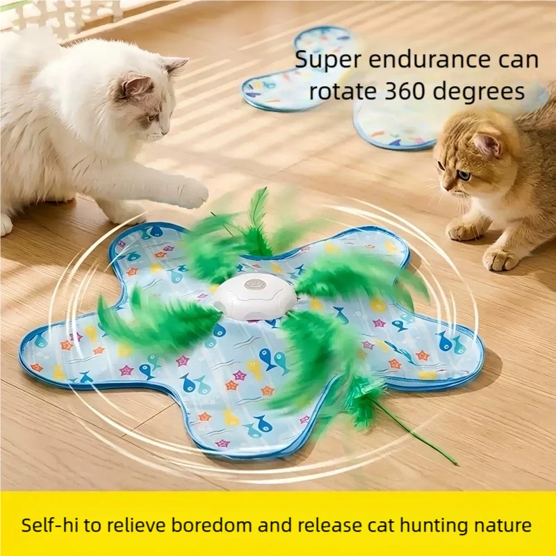 Interactive Cat Toy Hide And Seek With Bird Chirping Motion Activated Concealed Feathers Teaser Toy For Cats And Kittens