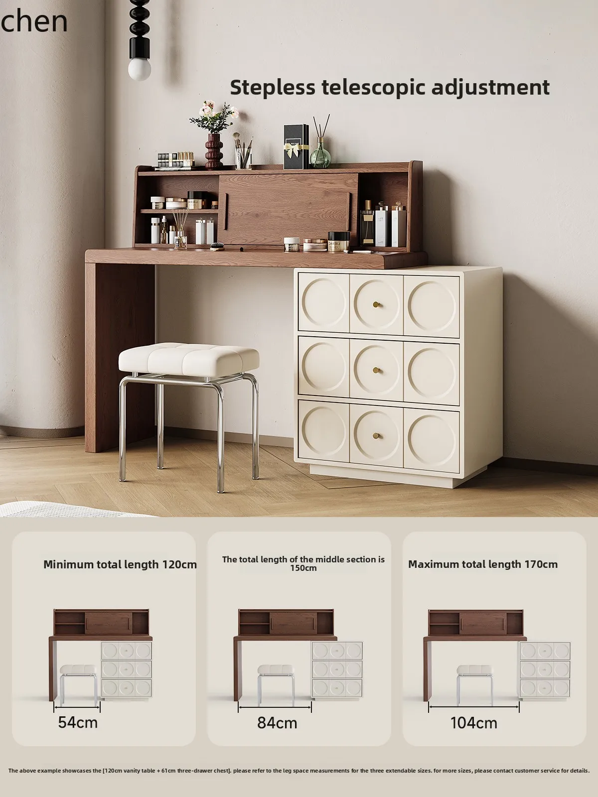HT Wabi-Sabi Style Dressing Table Bedside Cabinet Chest of Drawers Integrated Vintage Simple Retro Cream Style Makeup  Storage