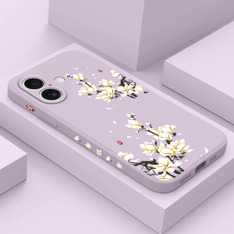 

Golden Petal Flower Phone Case For iPhone 16 16e 15 14 13 12 11 X XR XS Plus Pro Max Mini Silicone Cover
