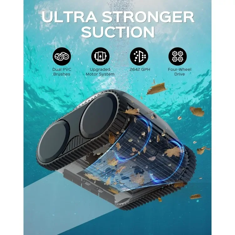 Robotic Pool Cleaner for In Ground Pools up to 65 FT in Length, 150mins Runtime,Cordless Pool Vaccum with Wall Climbing Function