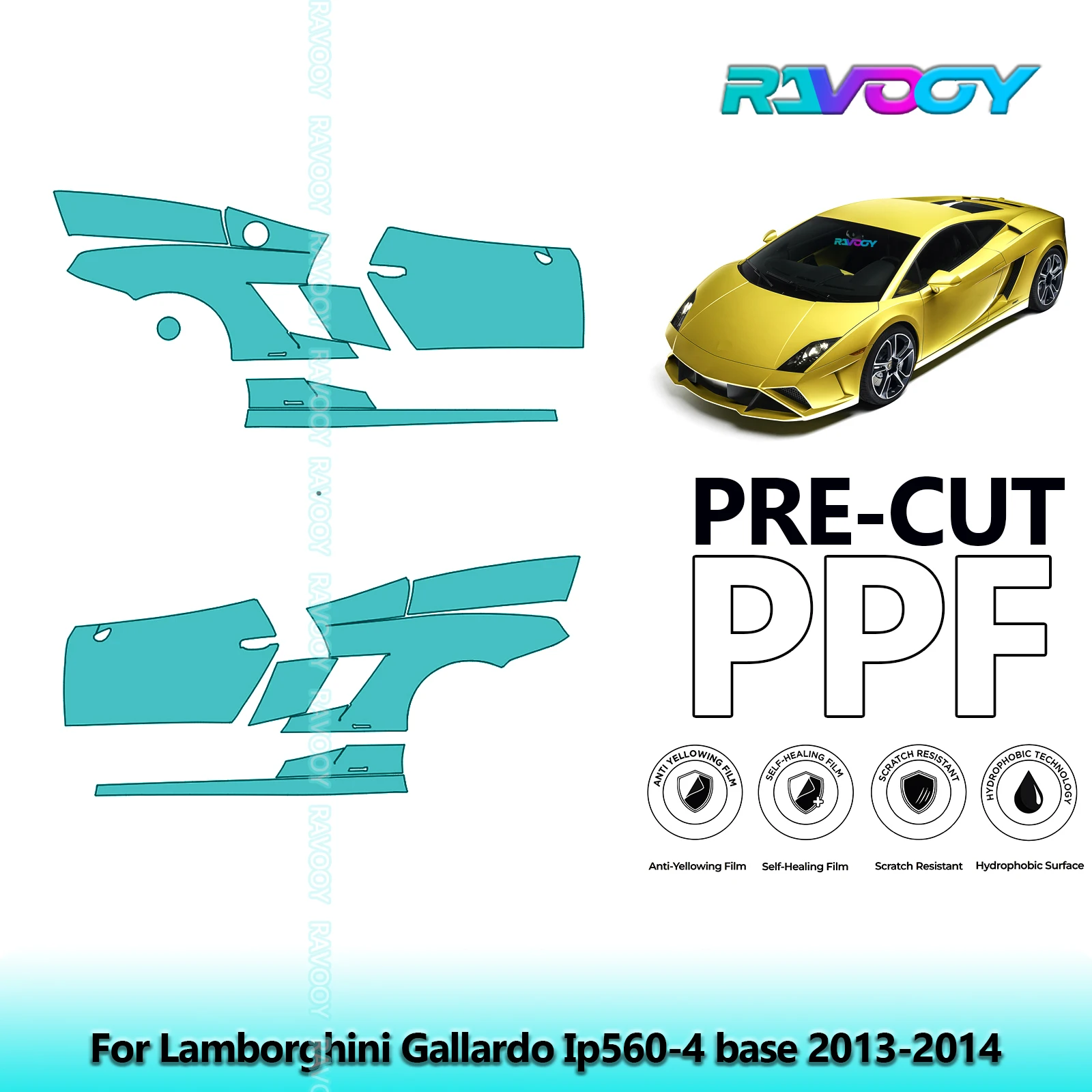 

For Lamborghini Gallardo Ip560-4 base 2013-2014 8.5mil Pre-Cut PPF Door & A/B Pillar Kit TPU Paint Protection Film Set