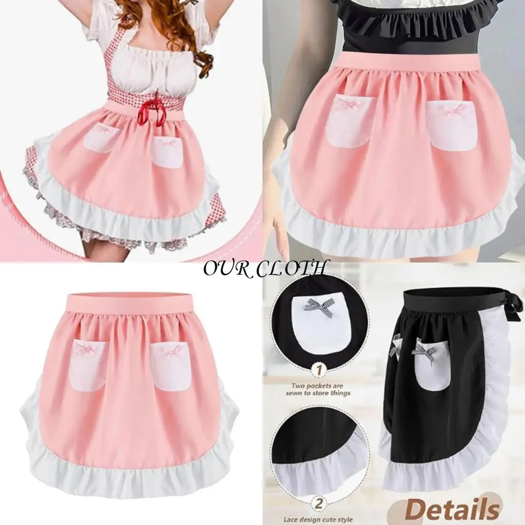 مئزر زي خادمة الخصر مع 2 جيب للنساء لعب دور هالوين كوزبلاي ملحقات المطبخ طبخ الخبز ساحة y1ac