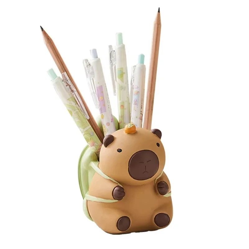 

Capybara-Themed Desk Pen Holder, Resin Craft Cartoon Pencil Storage Box For Home Office