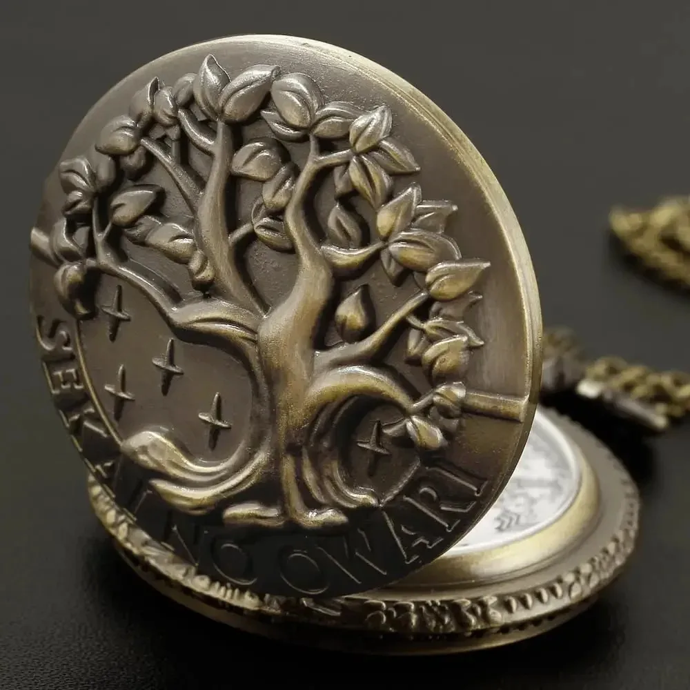 Vintage Tree of Life Pattern Quartz Pocket Watch WITH Chain Pendant Clock Necklace Watches for Men Women Unique Accessories Gift