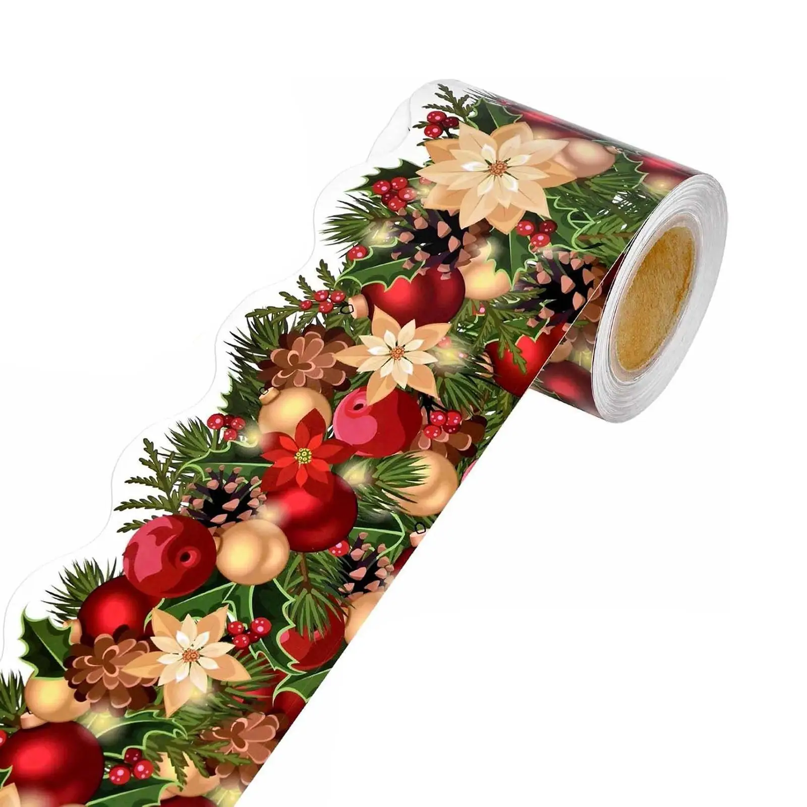 Self Adhesive Christmas Sticker Border for Gift Box Packaging Party Favor Bag Envelope Card Making Craft Supply