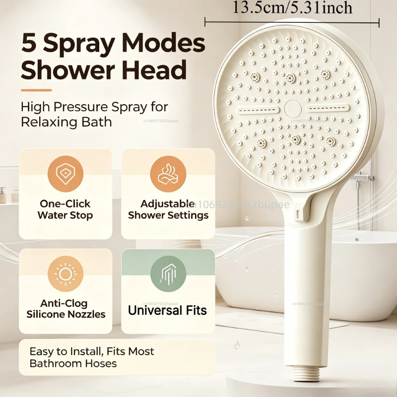Adjustable 6-Mode Flow Large Shower Head High Pressure Bathroom Showerheads Accessory Rainfall Shower Mixer Bathroom Accessory