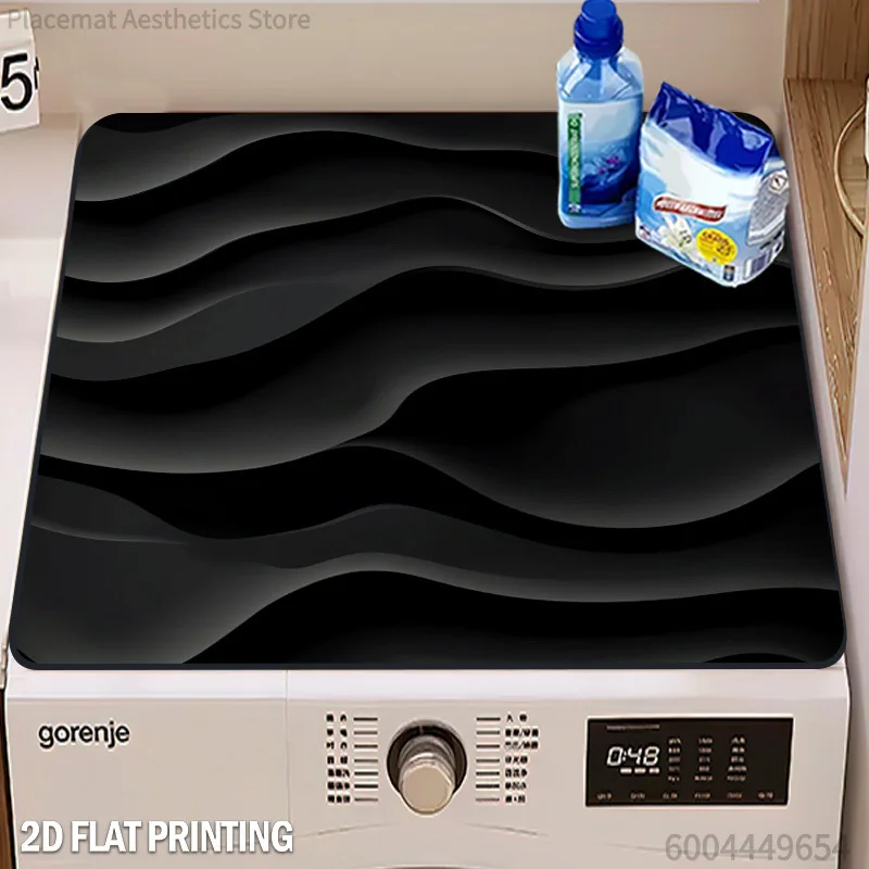 dish drying mat,Washing Machine Top Cover Mat and Coffee machine mat black and grey color scheme design, Perfect for Home Kitch