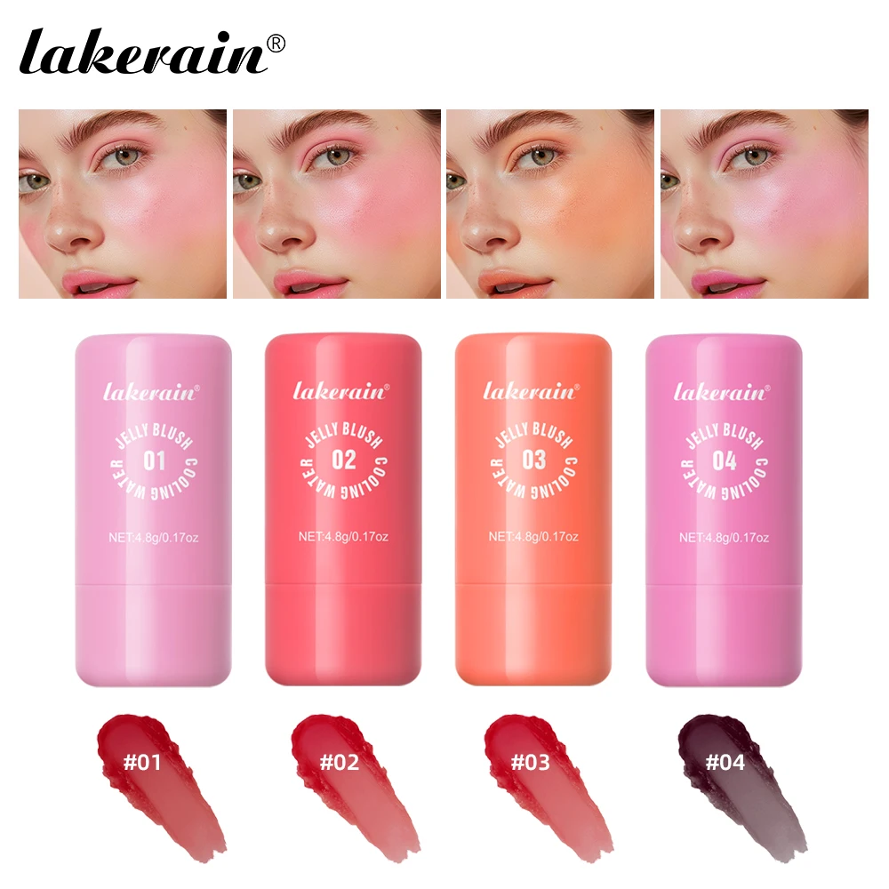 

Jelly Tint Stick Lip Cheek Blush Stain Rotatable Colors Stick 4 Powder Blusher Easy Rouge Coloring Moisturizing Lip