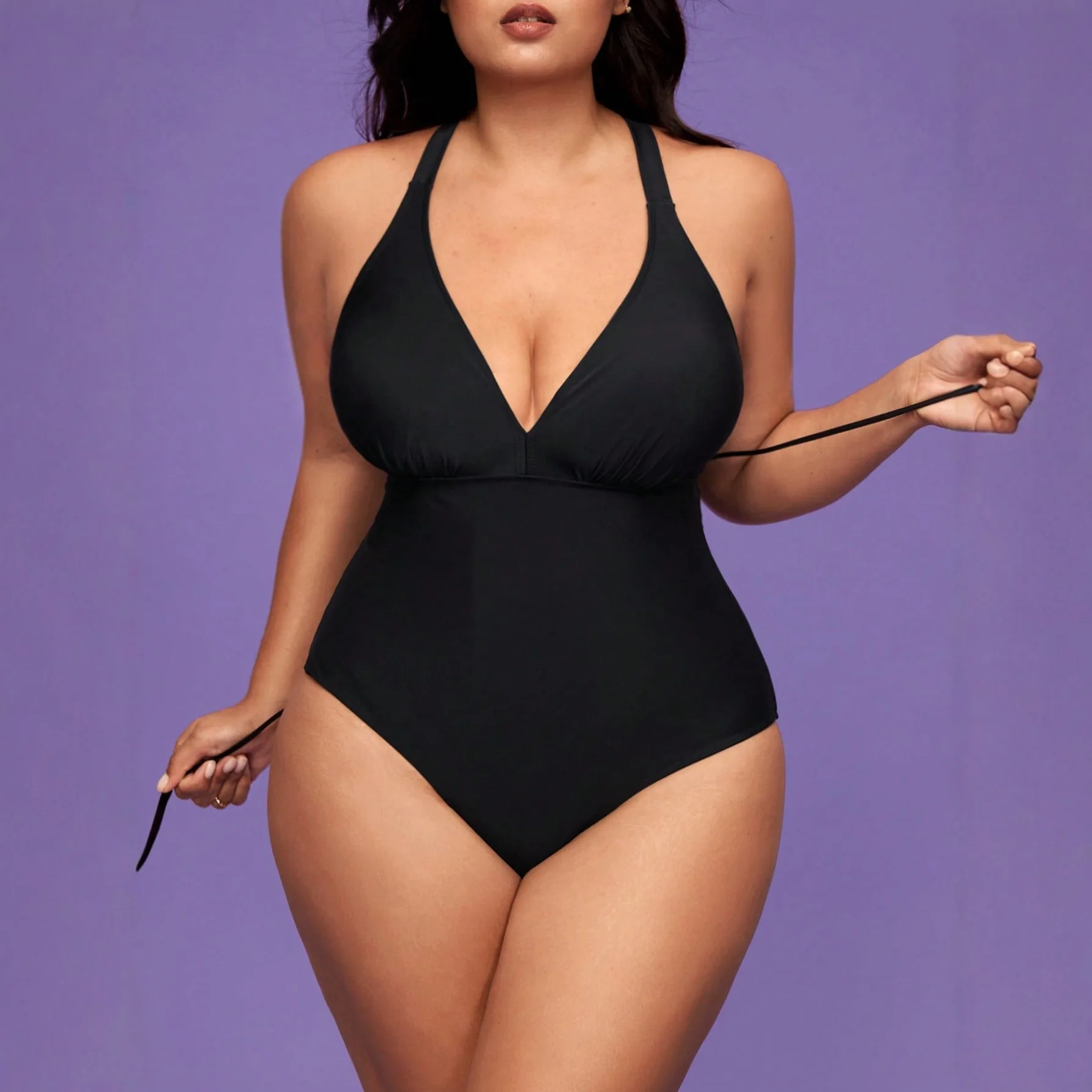 2026 Plus Size One‑Piece Swimsuit Floral Print Ruffle Bow Front Ruched Tummy Control Sweet Vintage Bathing Suit For Women Beach