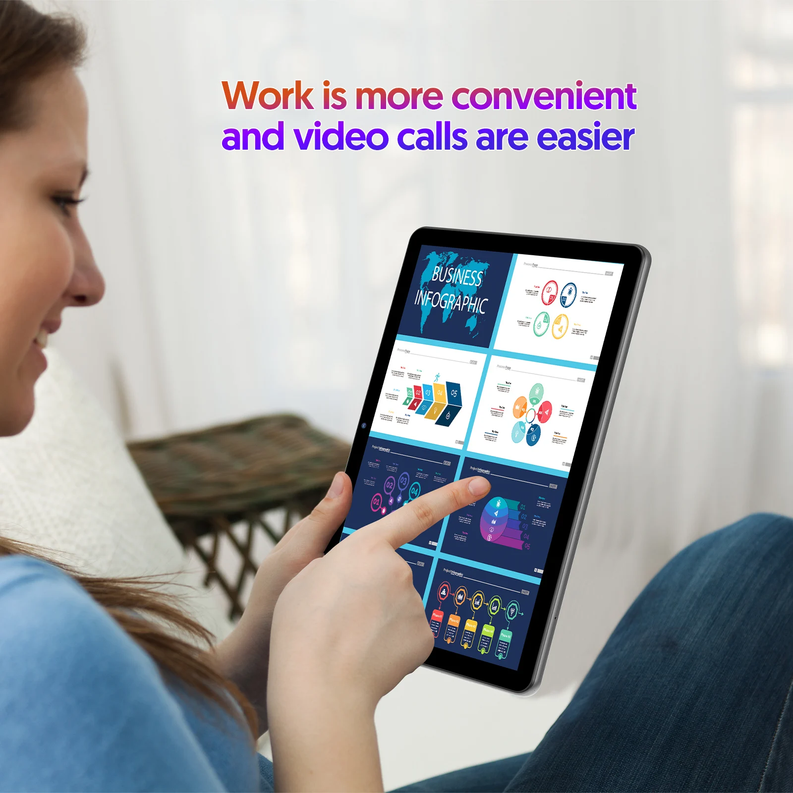 10-inch Android 14 tablet, octa-core processor, 8GB (4+4) RAM, 64GB ROM storage space, 1TB expandable memory, holiday gift