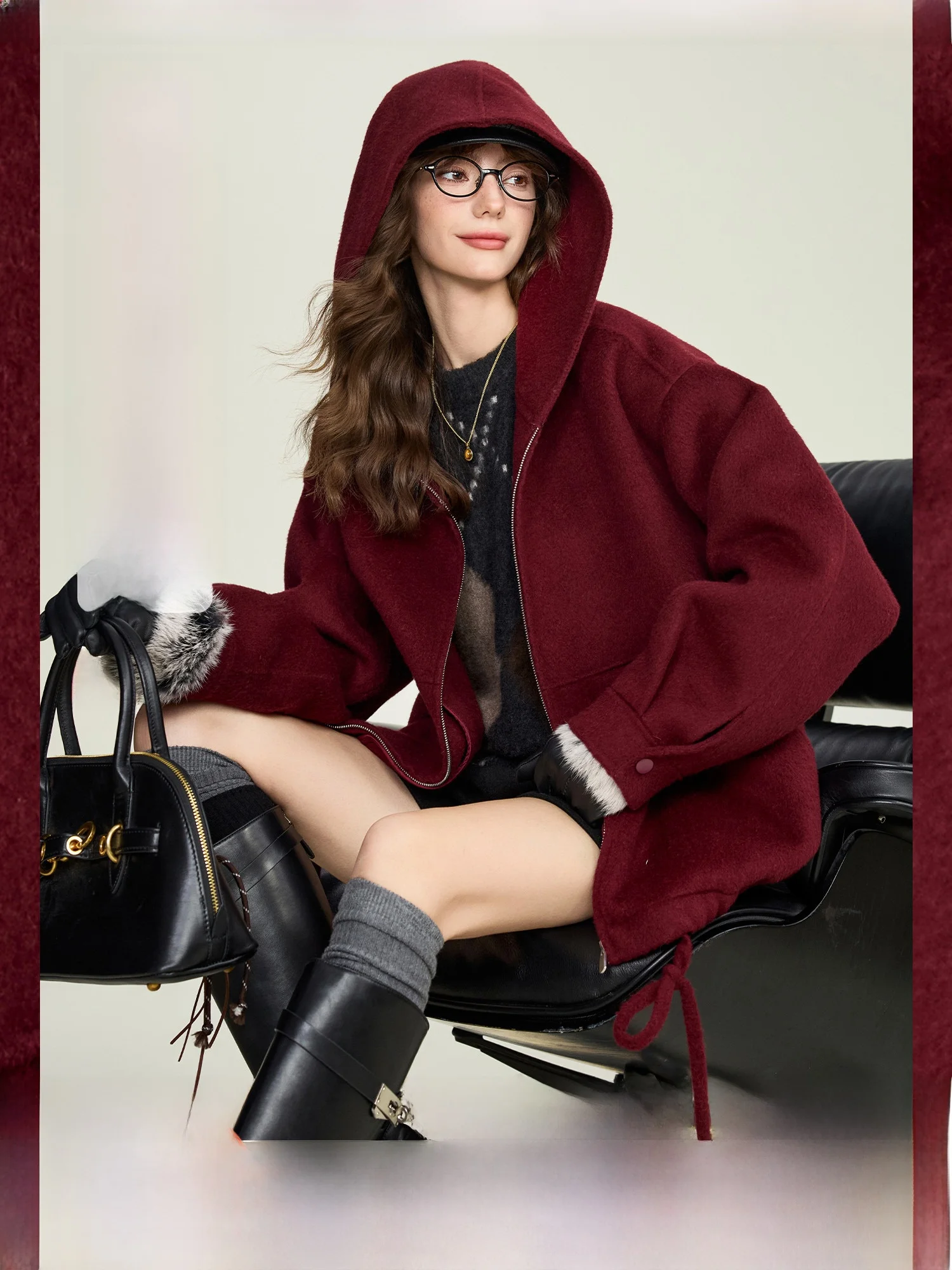 

Осенне-зимнее короткое пальто из верблюжьей шерсти с простым капюшоном, утепленное, для молодых женщин, с длинными рукавами, на молнии