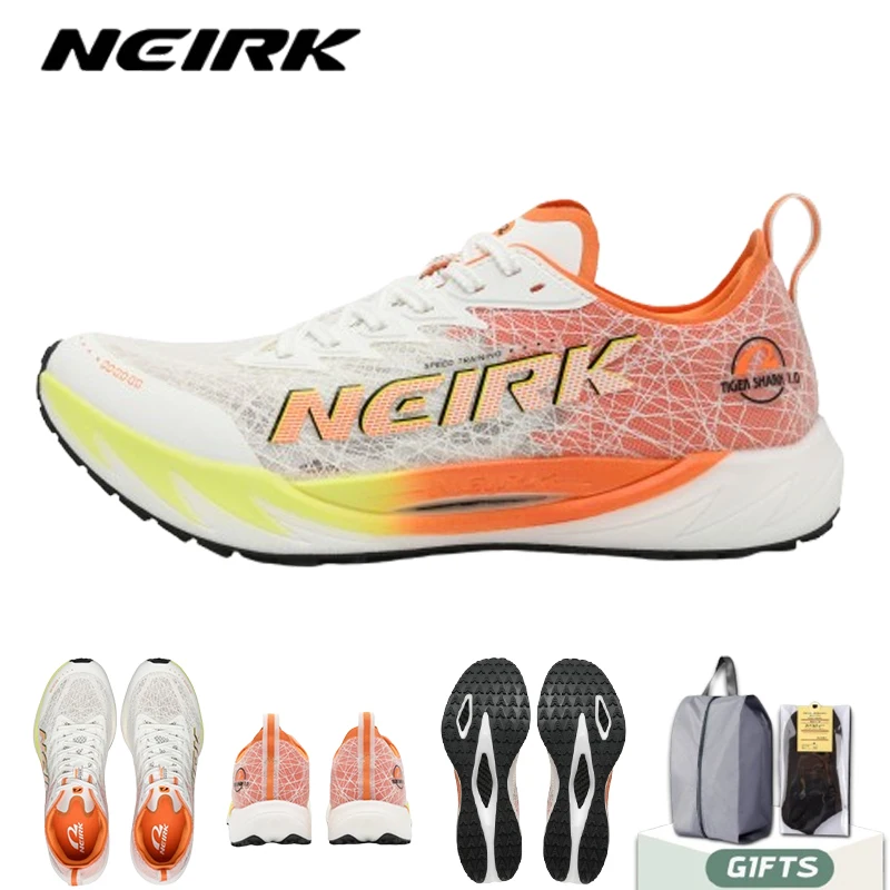 

Новые мужские и женские гоночные кроссовки NEIRK Tiger Shark 1,0 с подушкой для марафона, противоскользящие спортивные кроссовки из углеродного волокна