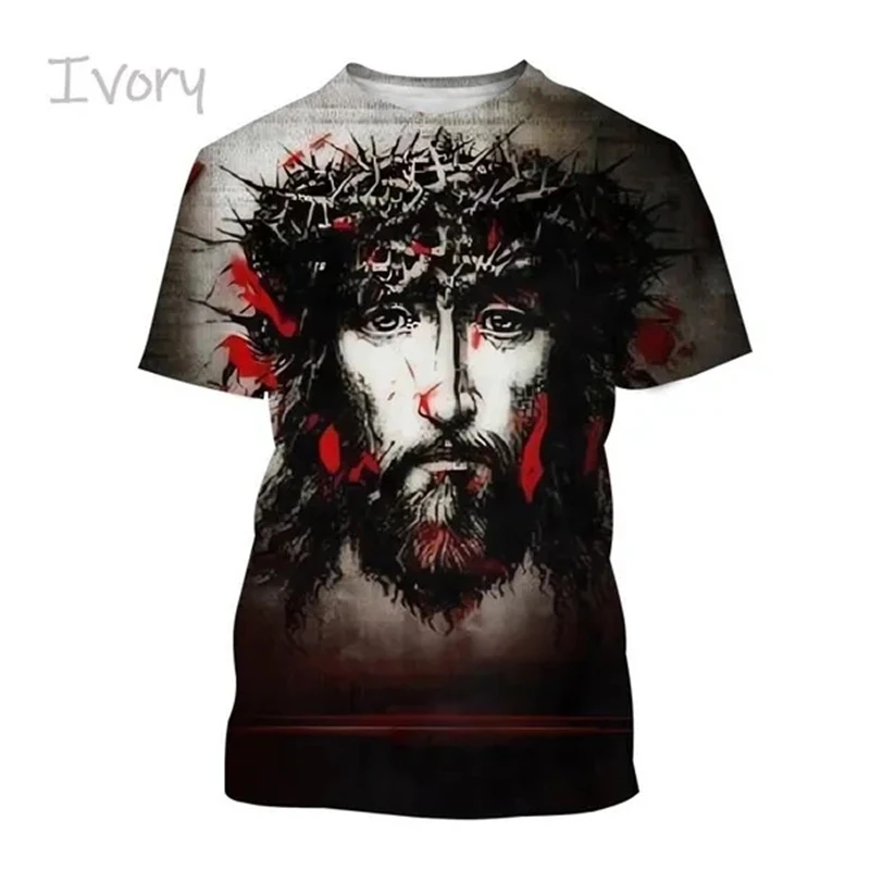 جديد كريستيان كروس موضة ثلاثية الأبعاد تي شيرت حول يسوع المسيح يحب الجميع المسيحية النساء الرجال تي شيرت رخيصة تنفس تيز #3