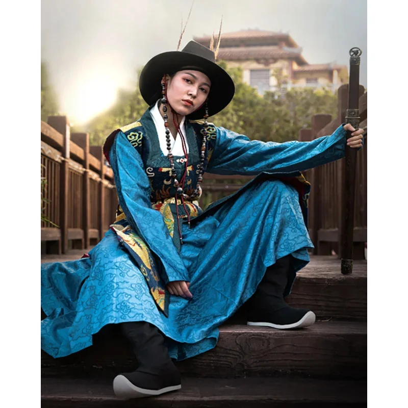 Hanfu أحذية سوداء برقبة أحذية الرجال قماش زيادة المطاط وحيد مقاوم للماء الصينية Hanfu الصابون الأحذية أحذية النساء حجم كبير 35-46 #