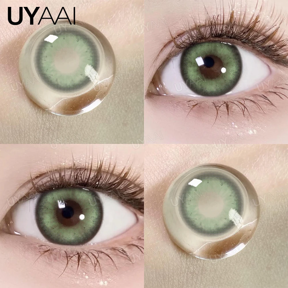 UYAAI 1 Pair Myopia Korean Lenses Free Shipping Eye Color Lenses with diopters Degree Natural Colored Contact Lenses