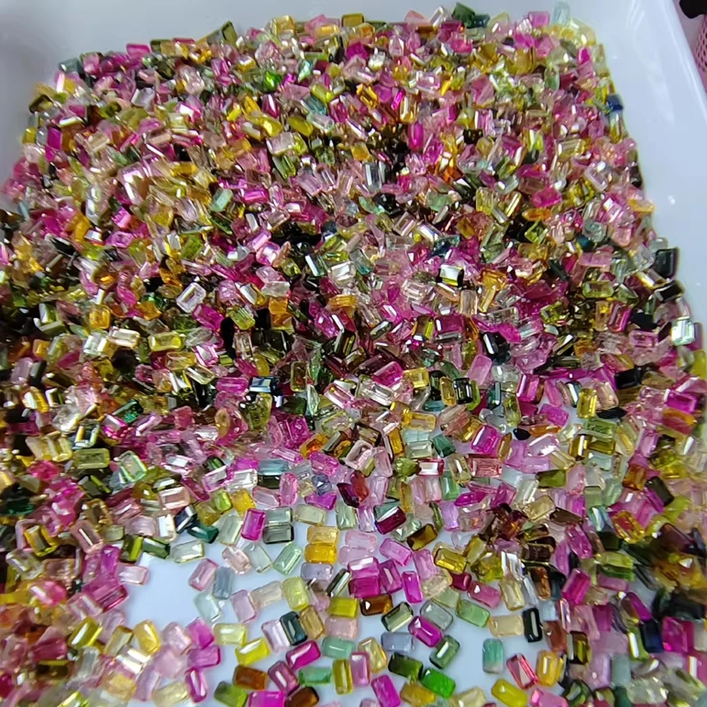 50PCS/Lot 3X5mm Attractive Colors Emeralds Natural Tourmaline Loose Gemstone For DIY Ring Jewelry DIY Engraving