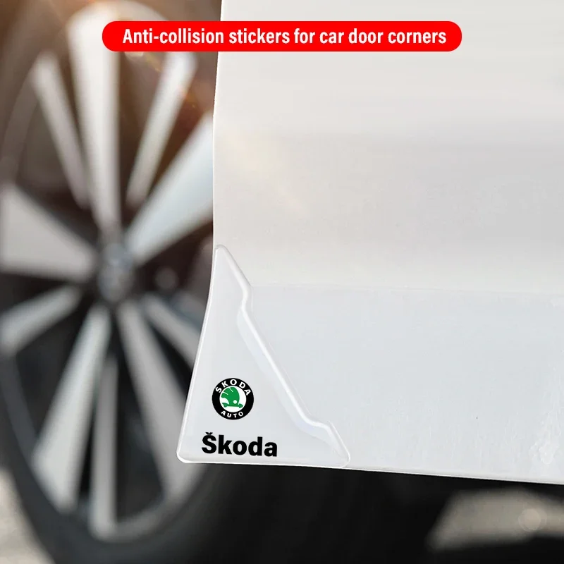 For Skoda Octavia Rapid Kodiaq Karoq Fabia Car Door Corner Cover Anti-Collision Transparent Sticker  Adhesive Rubber Accessories